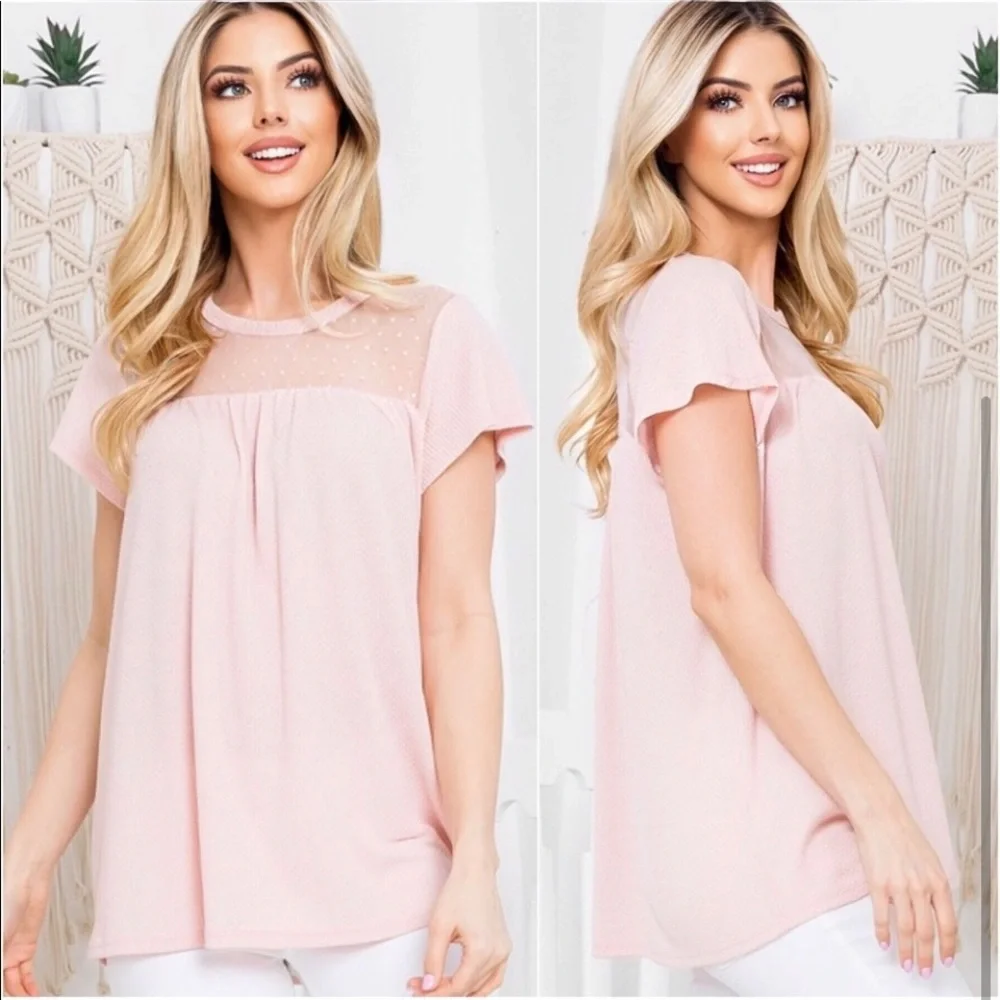 Pink Versatile Spring Summer Easter Top with Dot Detail - Picture 1 of 3